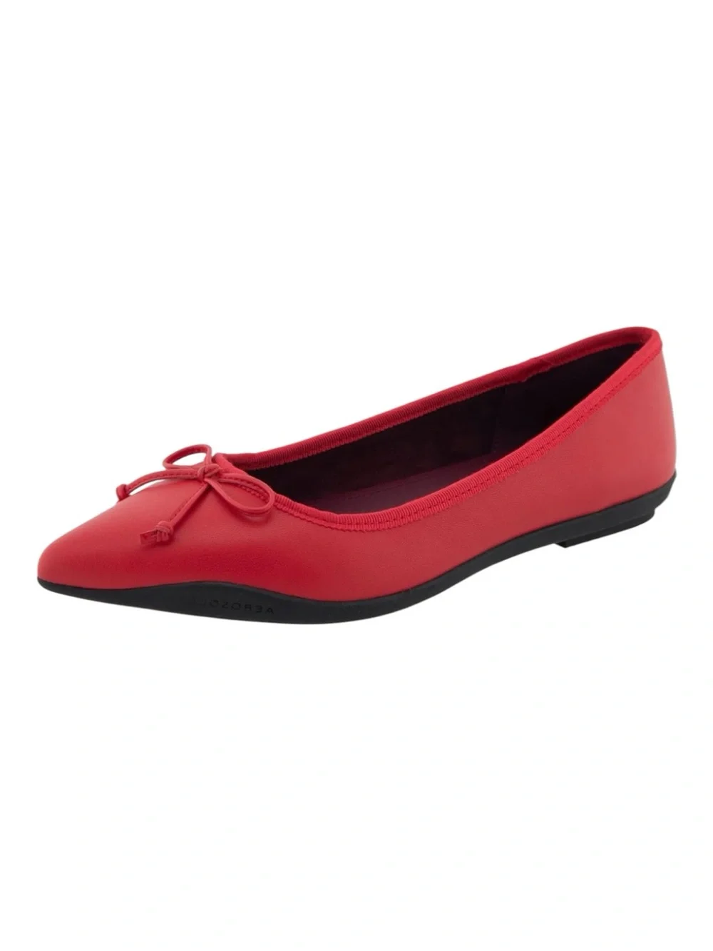 AEROSOLES Dumas Ballet Flats Point Toe Red Leather Shoes Women’s 8.5